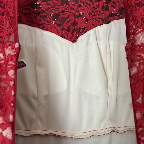 ❤️LEYVA Red Lace and Sequin Formal Dress - Picture 12 of 12